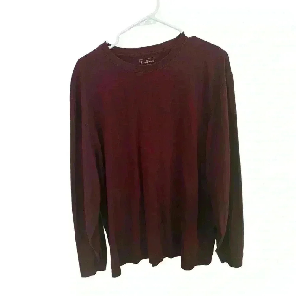 L.L.Bean Men's Carefree Unshrinkable Tee Traditional Fit Long-Sleeve Large Reg